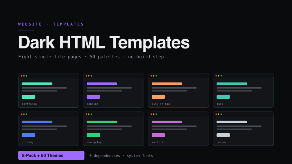 Dark HTML Templates product artwork
