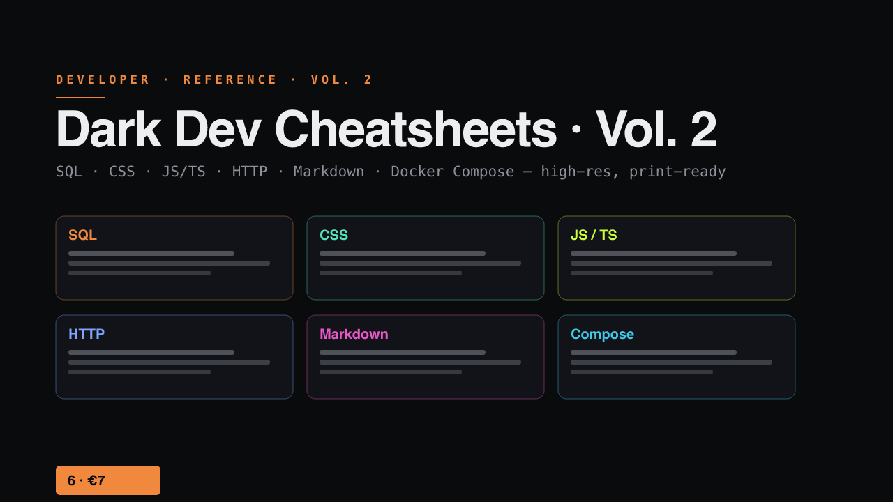Dark Dev Cheatsheets Volume 2 product artwork